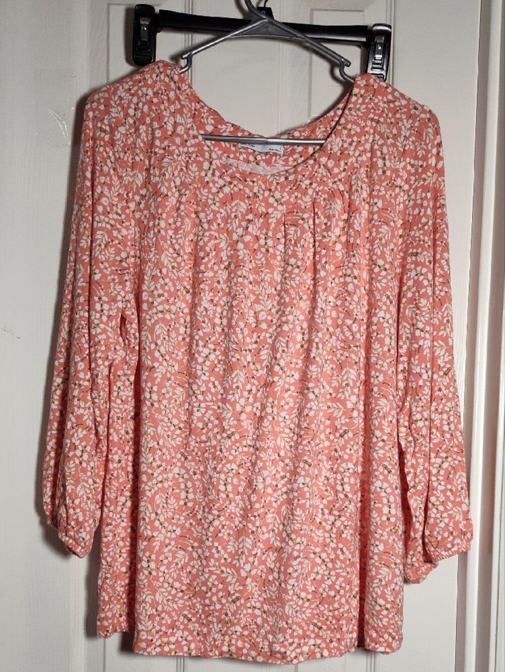 croft & barrow Coral Floral Tunic Blouse 3/4 Sleeve